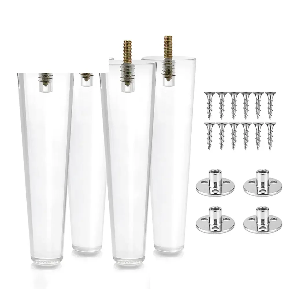 

4pcs Acrylic Furniture Legs Transparent Replacement Sofa Feet Hardware Accessories for Coffee Table Dresser Cabinet Feet 10-20cm