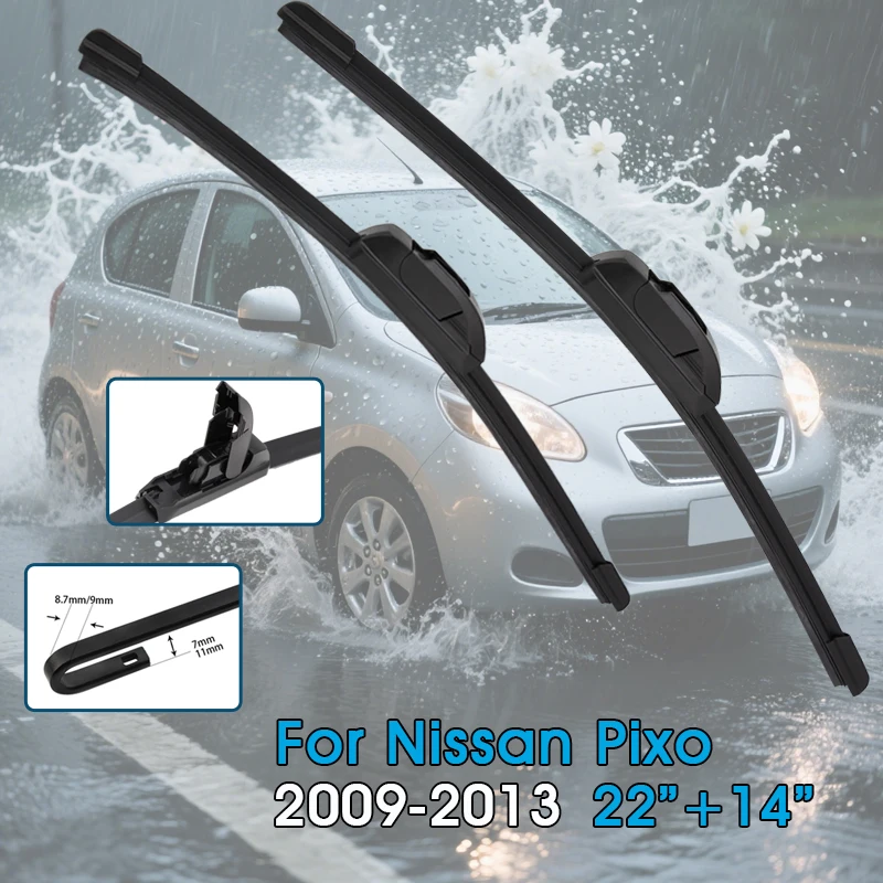 Auto Wischer Klingen 22 "+ 14" Für Nissan Pixo 2009-2013 Windschutzscheibe Windschutz Frontscheibe Klingen auto Zubehör