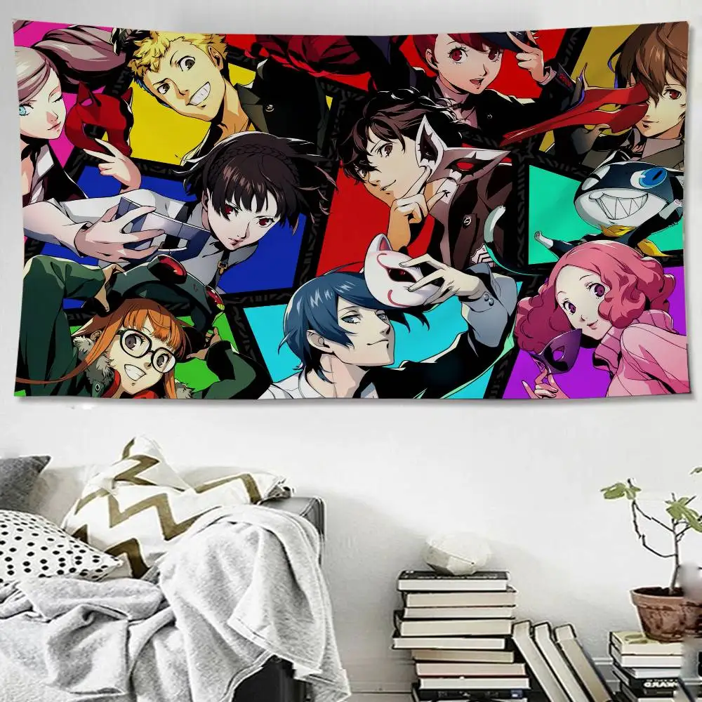 P-persona 5 C-classic Anime Anime Tapestry Hippie Flower Wall Carpets Dorm Decor Cheap Hippie Wall Hanging