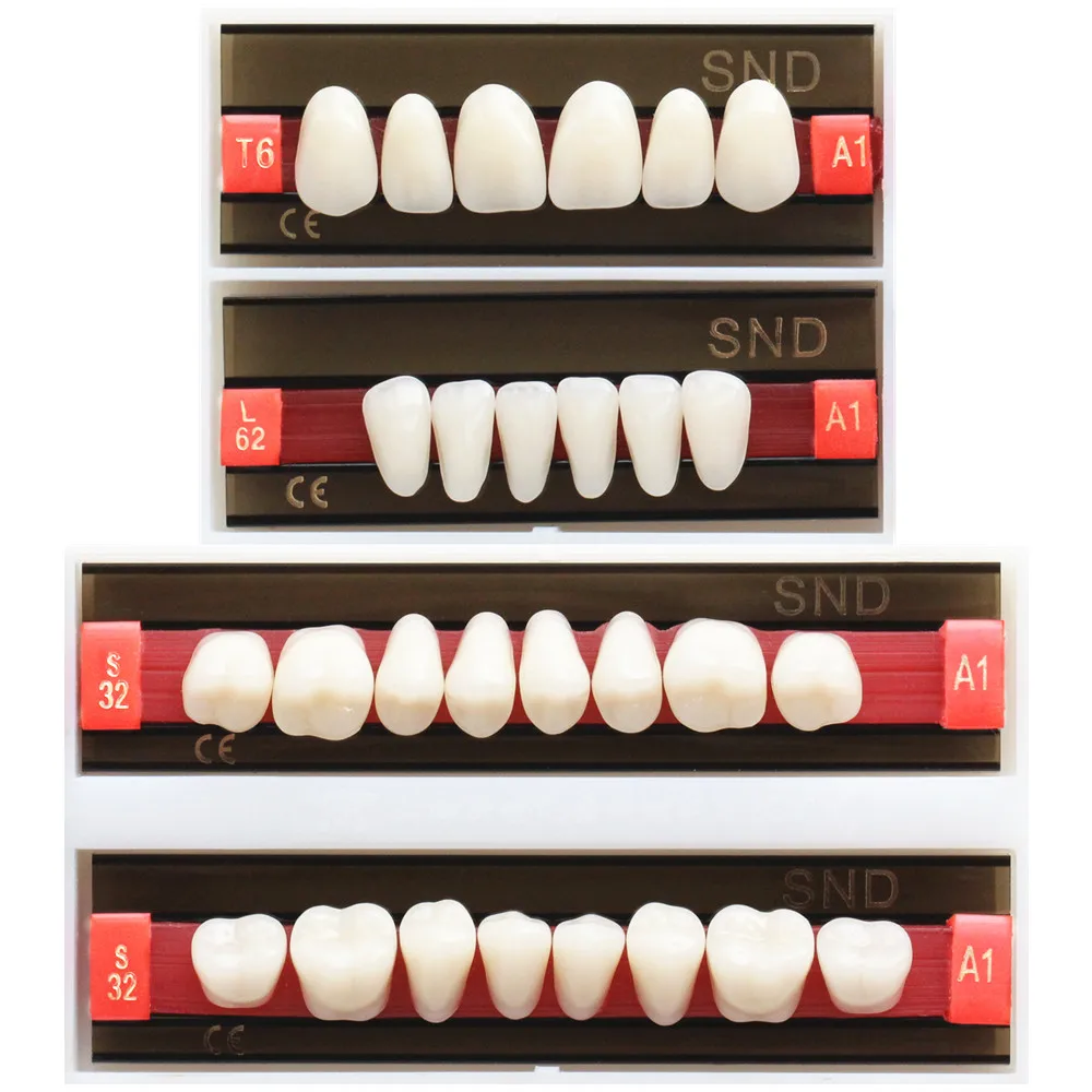 A1 sombra de dos capas Dental acrílico resina sintética blanqueamiento Dental dentadura boca completa cuidado bucal falso Anterior Posterior