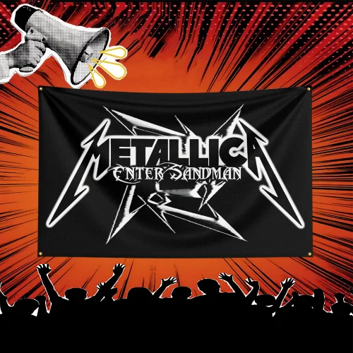 Metallica Inspired Rock Music Flag  Polyester Banner For Bedroom Wall Decor Music Fans Gift