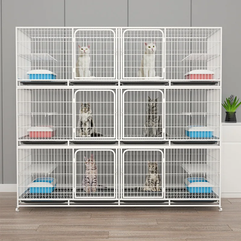 Hot Selling White 1 Layer 2 3 Layers Breeding Galvanized Pet Villa Cheap Cat Cage Enclosure Outdoor Metal Cat Boarding Cages