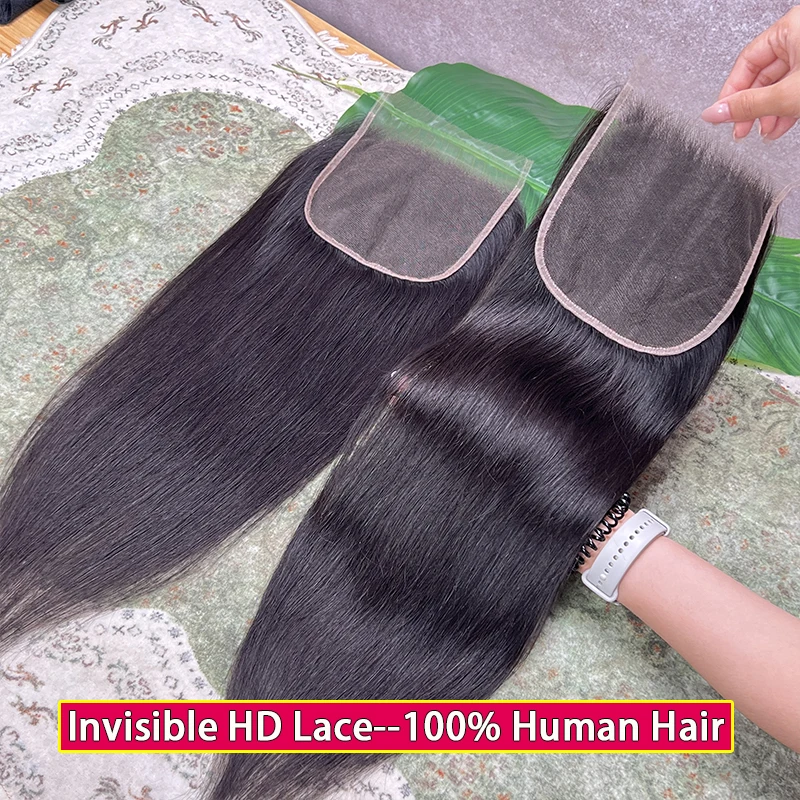 

Straight Hair 6x6 HD Lace Closure Melt Skins Pre Plucked Small Knots Invisible HD Lace 100% Raw Virgin Human Hair Natural Color