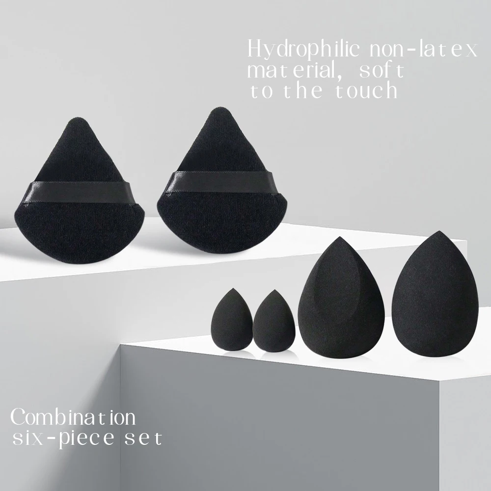 6-teiliges Make-up-Schwamm-Set, weiche Foundation, Schönheitsmixer, trockener und nasser Verwendung, Puff für Gesichtspuder, tragbare kosmetische Werkzeuge