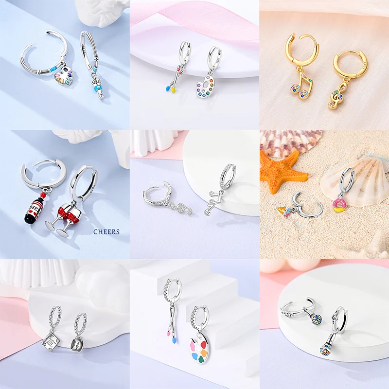 Funkelnde goldene Damen-Creolen aus 925er-Sterlingsilber, Schmetterlings-Ohrringe aus farbigem Zirkonium für Damen, Schmuck, Jahrestagsgeschenk – Detail 5