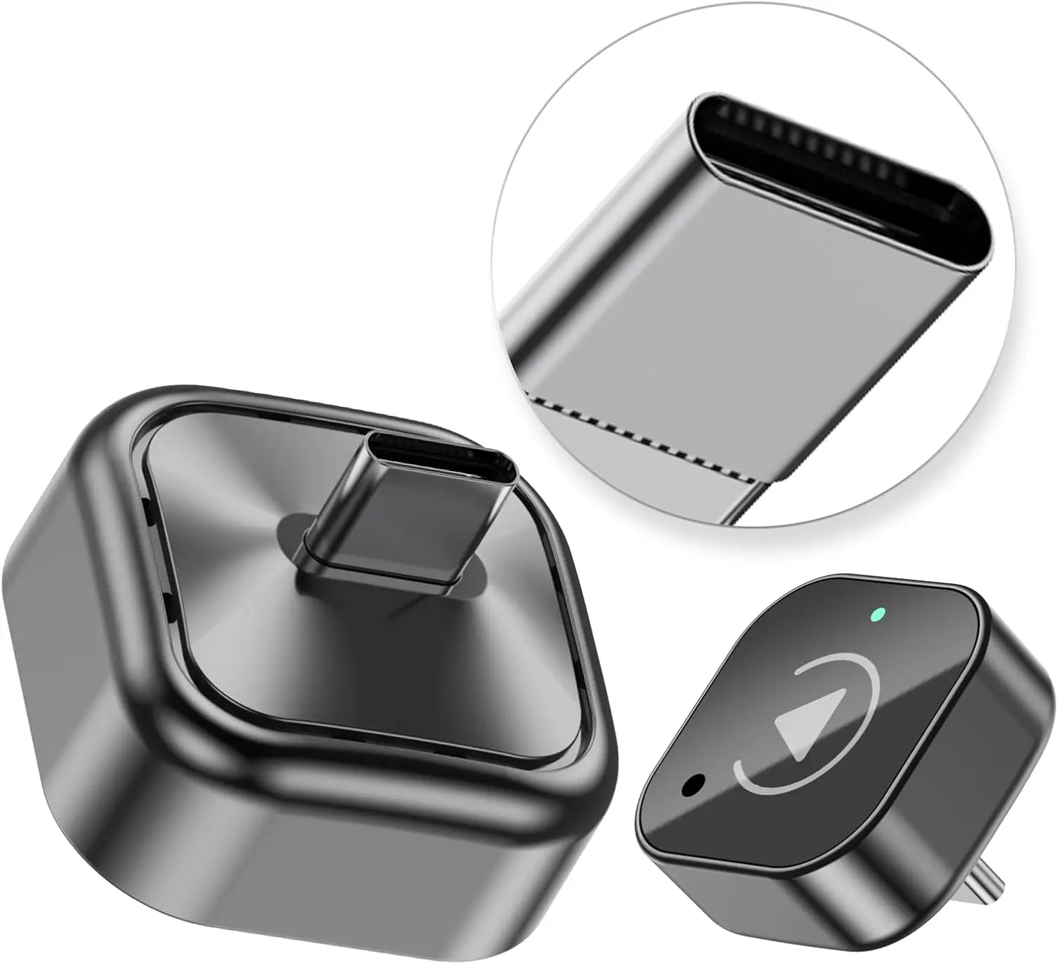 Adaptador CarPlay 2 en 1 (Tipo-C), adaptador inalámbrico CarPlay USB C / Android Auto USB C para convertir de cableado a inalámbrico, Plug & Play