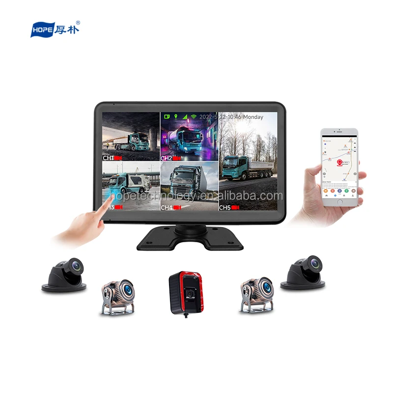 

4G 10,1-дюймовый сенсорный экран 1080p AHD полноцветная камера водонепроницаемая GPS циклическая запись 5-канальный видеорегистратор