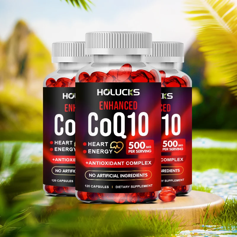 Coenzyme Q10 Capsules 500 mg, for Circulation Stress Health and Body Energy, High Absorption, Antioxidant