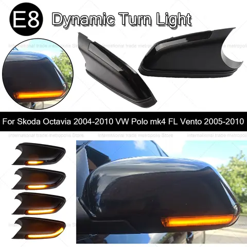 Skoda Octavia 2004-2010 용 2x VW Polo MK4 FL Vento 2005-2010 백미러 회전 신호 동적 회전 신호 용 LED 표시기