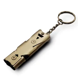 Llavero silbato de emergencia doble tubo acero inoxidable para pesca