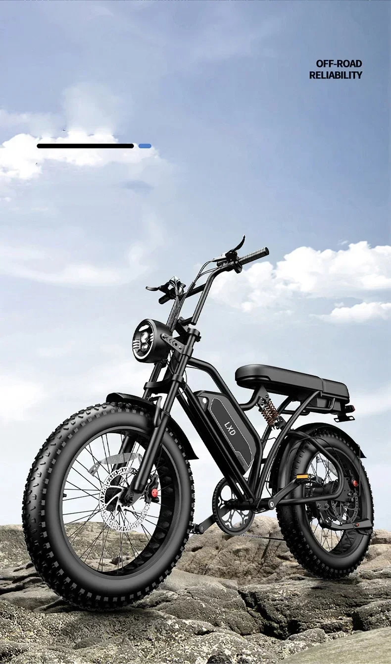 -For 1000W Fat Tire All Terrain Off-road Electric Vehicle Lithium Battery 48V Aluminum Alloy Electric Mountain Bike