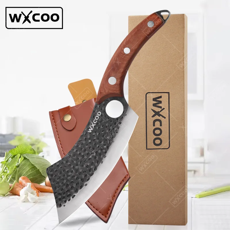 

WXCOO Ручной кованый нож для обвалки Нож мясника Острые ножи для мяса Нож для обвалки фруктов Кухонный нож для приготовления пищи с крышкой