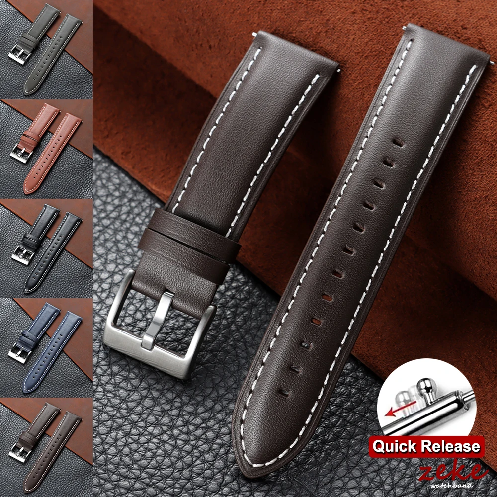 Top Grain Genuine Leather Watch Band Quick Release 18mm 20mm 22mm Watch Straps Vintage Brown Black Cowhide Bands for Men Women
