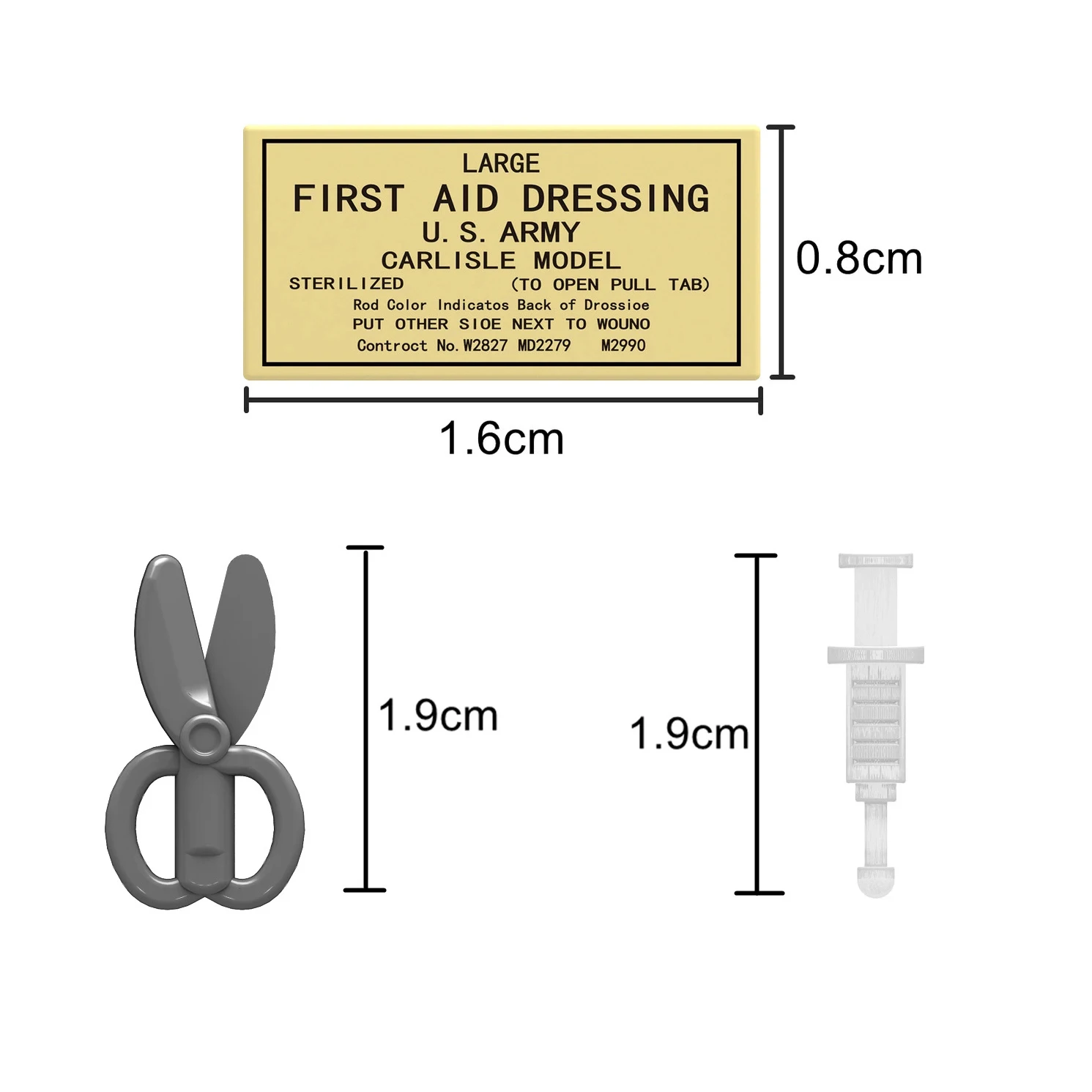 

MOC WW2 US First Aid Kit Bandage Scissors Syringe Medical Doctor Accessories Printed Tiles Bricks Toys