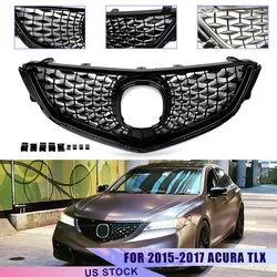 For 2015 2016 2017 Acura TLX Grill 2018 Style Glossy Black Front Bumper Upper Grille For Acura TLX Body Kit Exterior Accessories