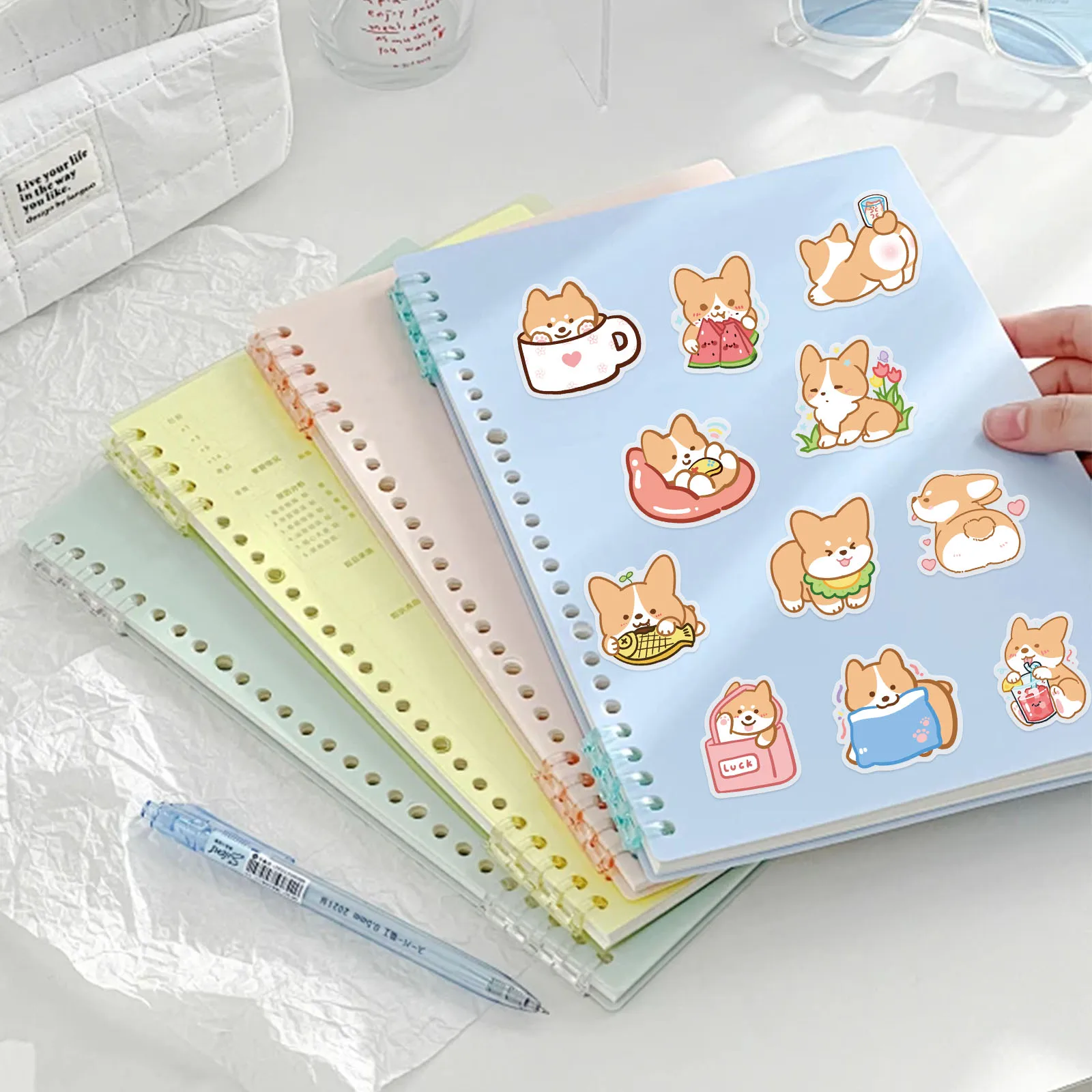 50PCS Cartoon Cute corgi Dog Sticker Pet Luggage Laptop Phone Case Tablet Sticker