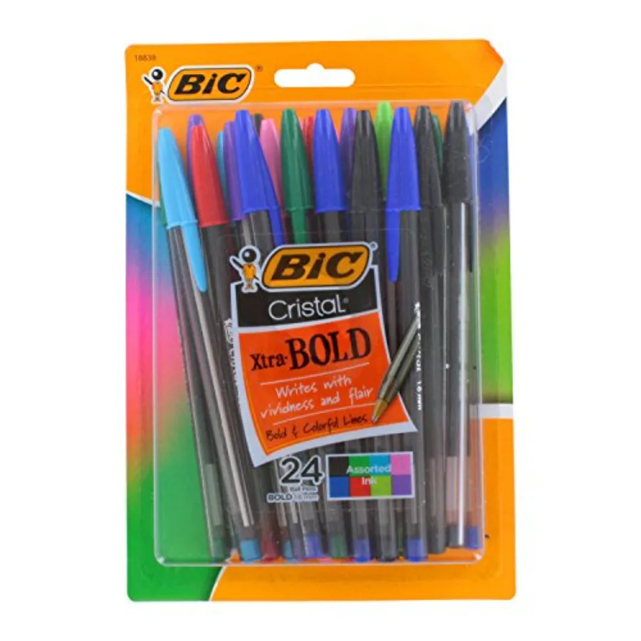 

Cristal Xtra Bold Stick Ballpoint Pens, 1.6mm, Bold Point, Assorted Colors, Pack of 24