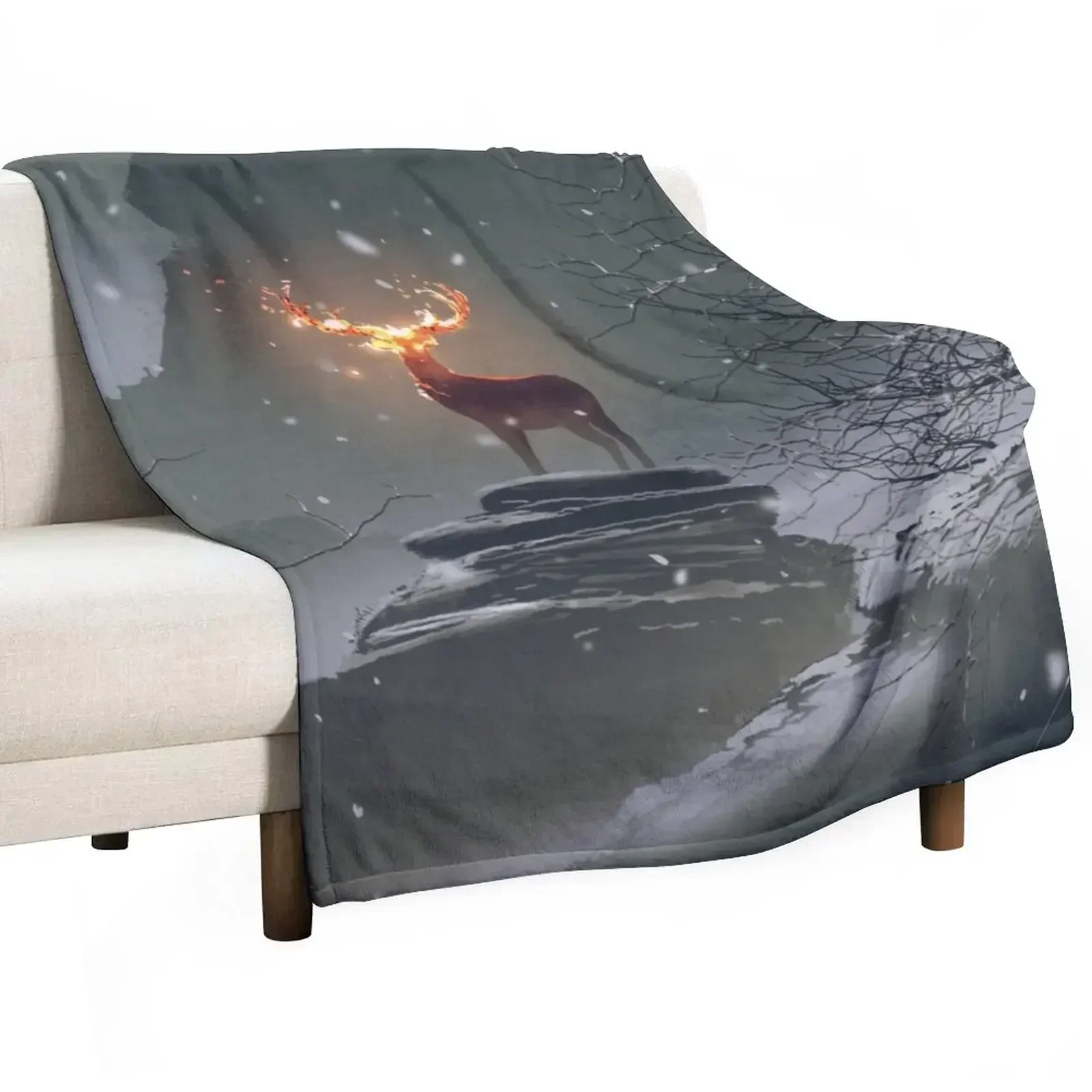 

Legendary Animals Fiery Deer by Ian Fantasy Throw Blanket Blankets For Sofas Single Baby Luxury Thicken Blankets