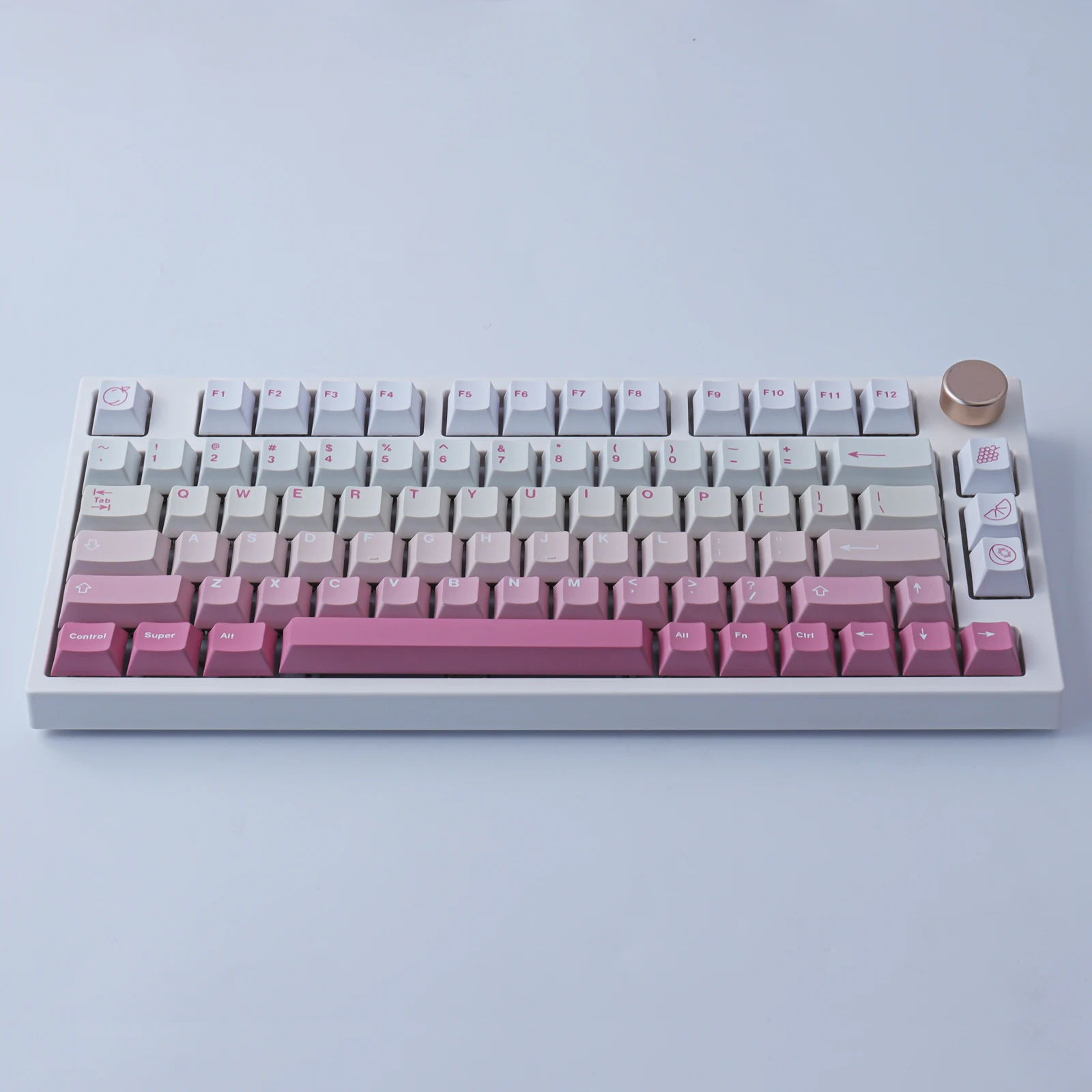 Imagem -03 - Keycaps Gradiente Personalizado para Teclado Mecânico Rosa e Branco Pbt Keycaps Perfil Cereja Dye-sub Gmk 128 Chaves