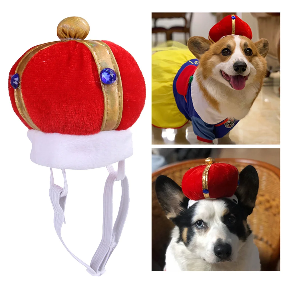 

1pc Pet Crown Hat Red S Size Adjustable Soft Comfortable Cat Cosplay Hat For Daily Wear Party Photo Shoot Pet Dress Up Costume