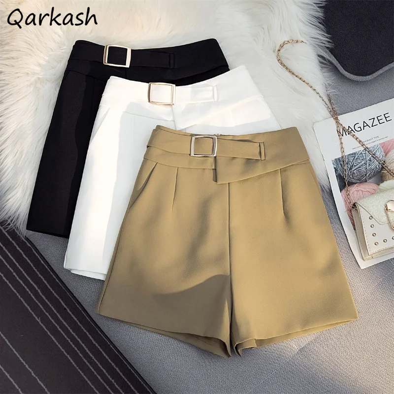 

Wide Leg Shorts Women S-3XL Baggy Simply Ladies Minimalist Trousers Pure Folds Summer Korean Fashion Elegant Temper High Waisted