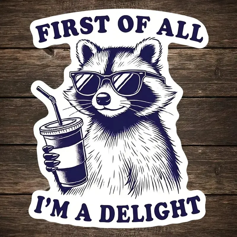 1pc Humorous Raccoon Vinyl Sticker - 
