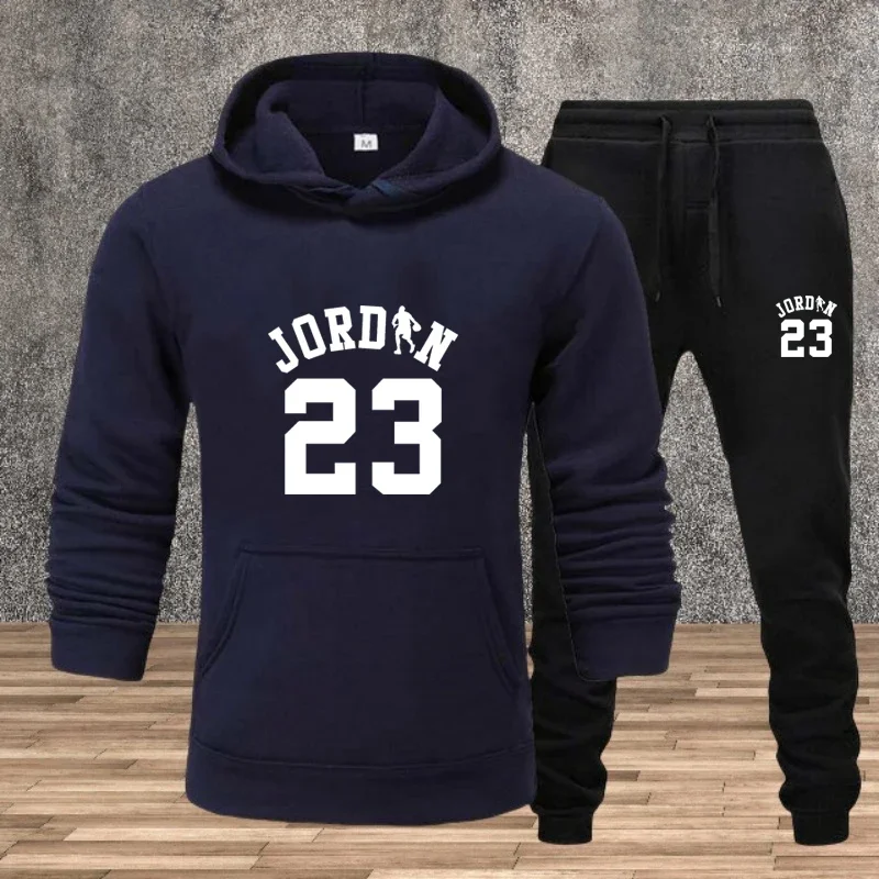 

2025 Autumn Men's casual sportswear set, trendy hat, fashionable pullover, solid-color sweatshirt and pants set