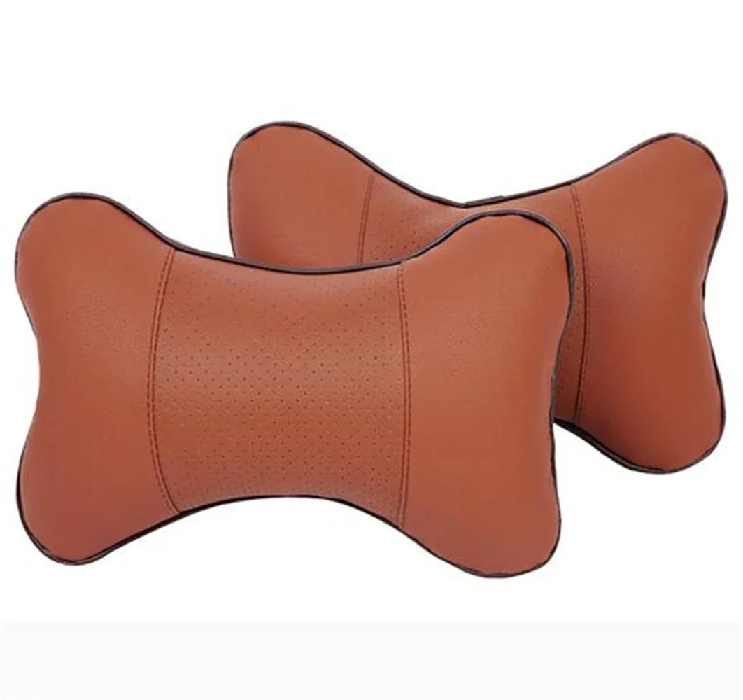 2 Pieces Car With Headrest Seat Neck Pillow Four Seasons Common Bones Pillow Black Brown