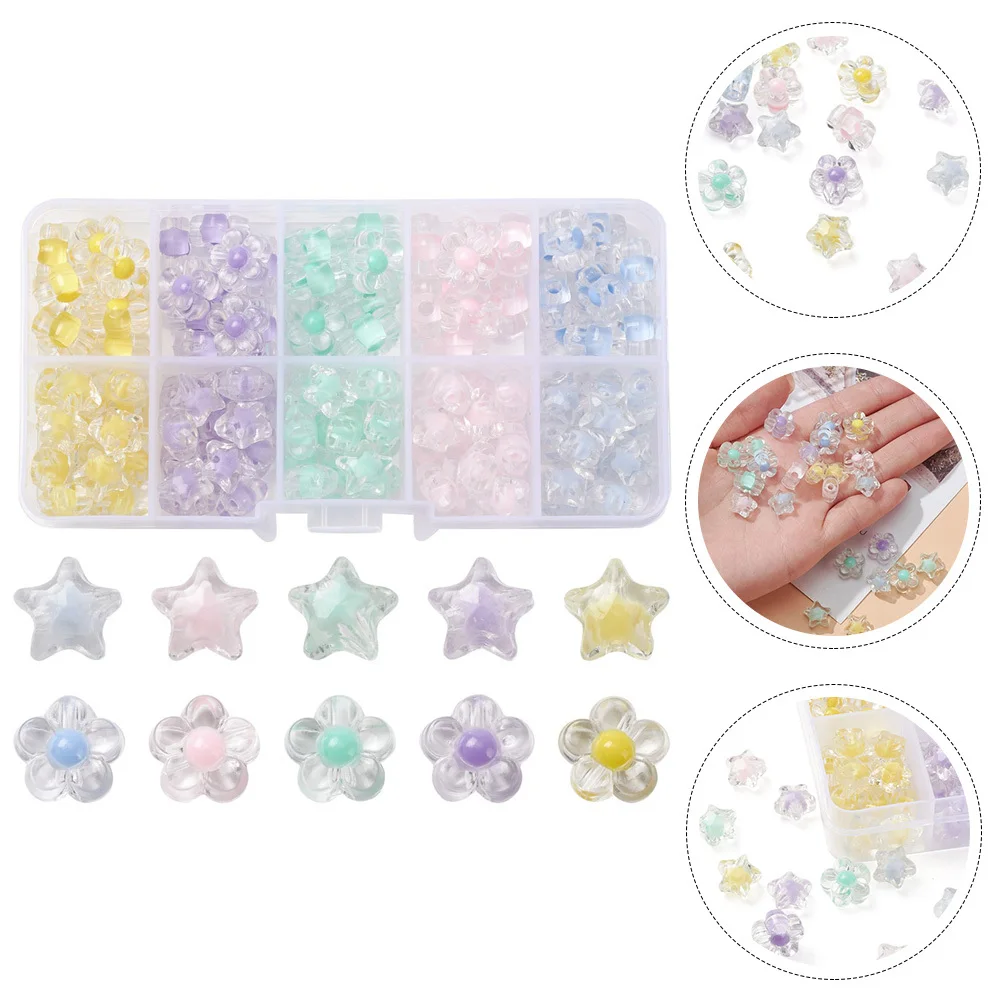 

1 Box Acrylic Star Spacer Beads Flower Shaped Loose Beads for DIY Jewelry Making Bracelet Necklace Hair Accessories Craft