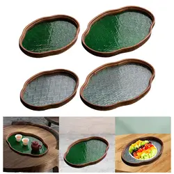 Begonia Flower Glass Tray Tea Cup Serving Platter Organizer Jewelry Organizer Tray for Party Guest Room Dining Room Event