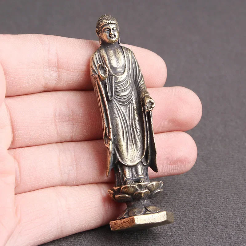 Brass Lotus Buddha Figurines Buddhist Enshrines Statue Home Decor Ornaments Copper Sakyamuni Buddha Sculpture Fengshui Crafts