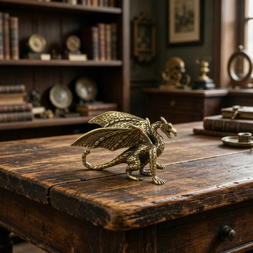 1/5 pieces of statue ornaments, small gifts, brass mythical copper flying dragon statue for collectors and enthusiasts