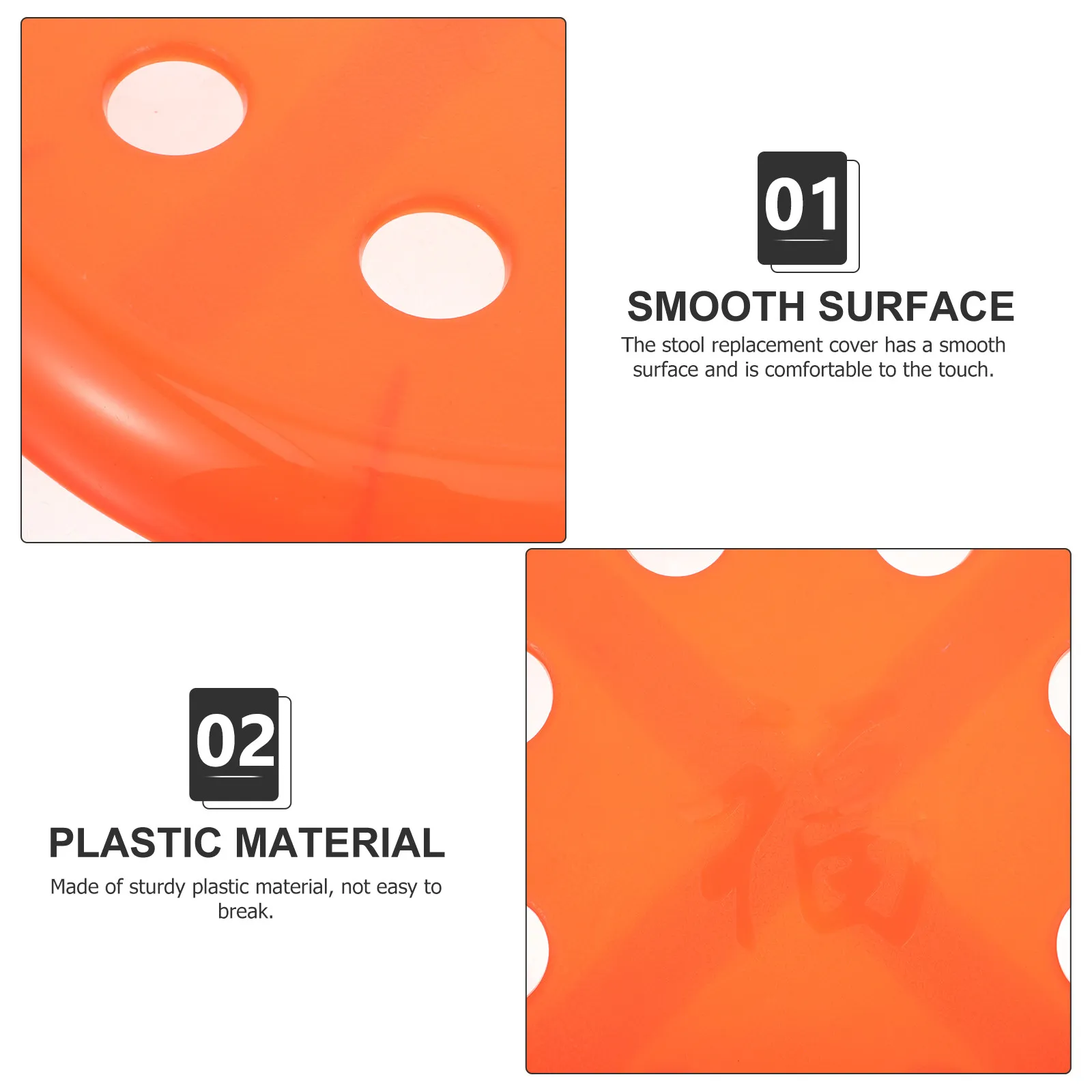 Plastic Stool Seat Replacement Cover Round Heavy Duty Household Bar Stool Seat Replacement for Canteen Office Party
