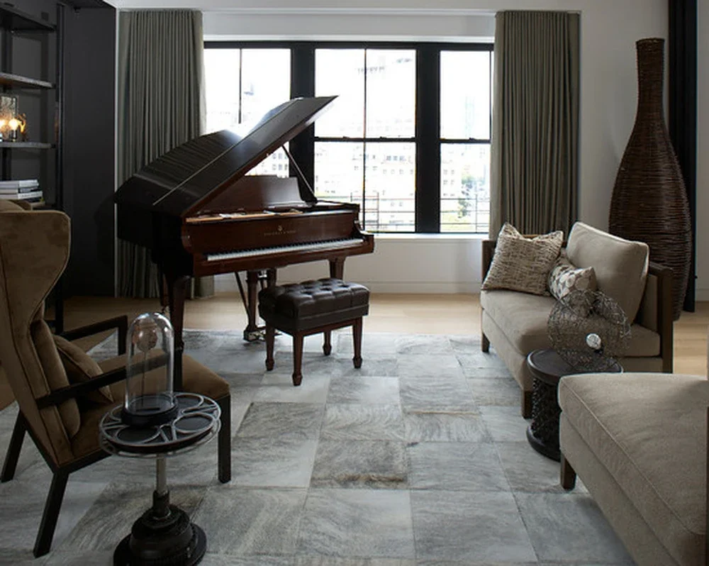 

Natural Patchwork Cowhide Rug White Beige & Grey Real Cow Fur Leather Carpet CR-44