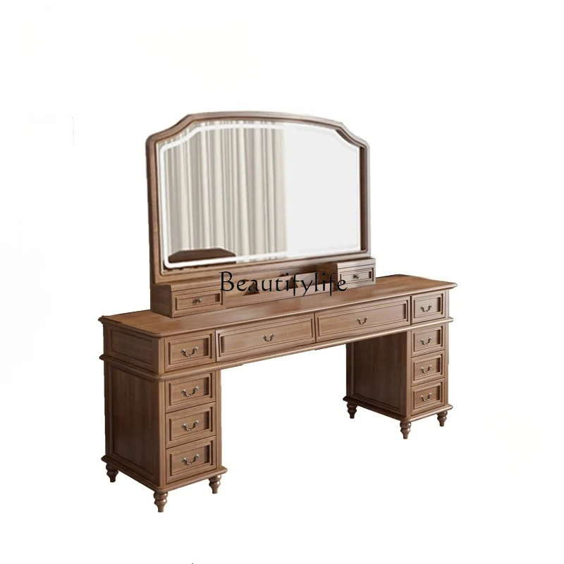 

Pure solid wood American dresser storage cabinet integrated large-capacity home master bedroom makeup table