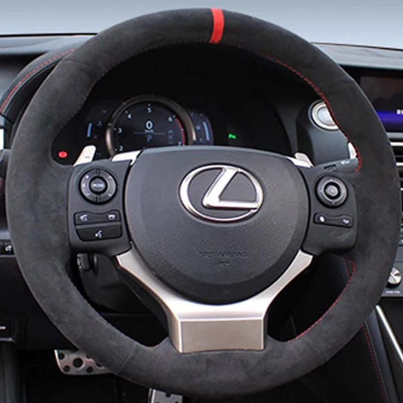 For Lexus IS250 2014 2015 IS200t 2016 2017 IS300 IS350 IS F-Sport antiskid suede DIY Hand Stitched Car Steering Wheel Cover