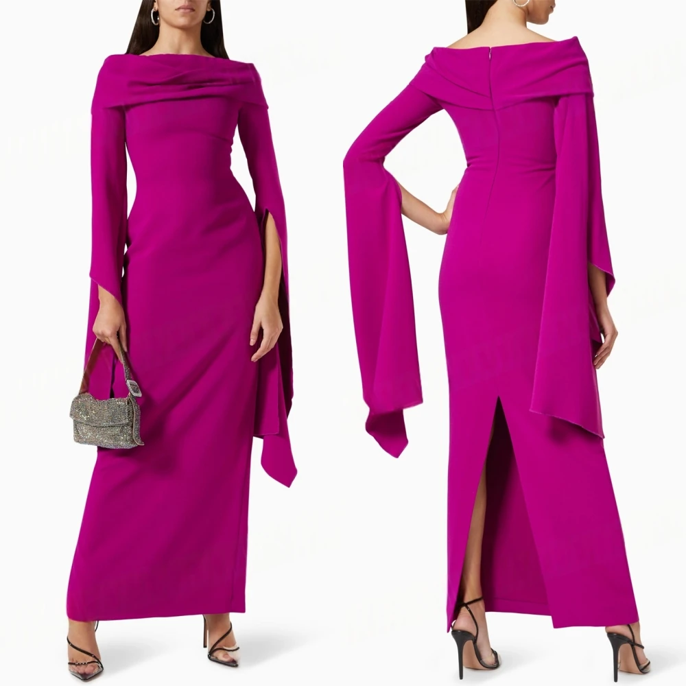 Sukienki wieczorowe z dekoltem łódkowym na zamówienie, eleganckie i wykwintne sukienki jersey na specjalne okazje oraz modne sukienki na studniówkę z długim rękawem.