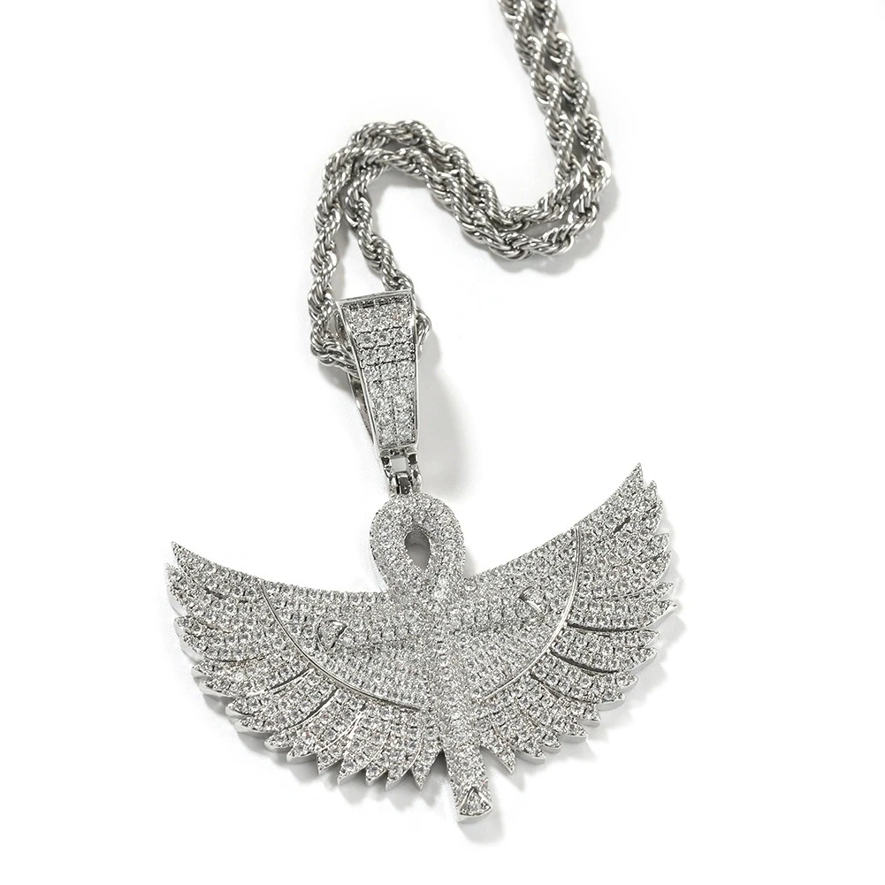 

Anha Cross Wings Bling Bing Iced Out Pendant Necklace Rock Rapper Fashion Hip Hop Jewelry BP328-1