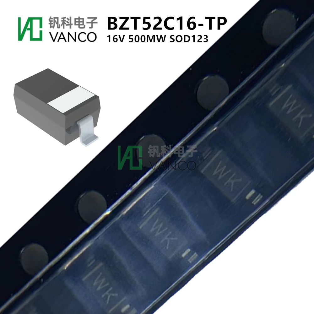 50pcs DIODE Kit BZT52C16-TP ZENER 16V 500MW SOD123 In Sctock