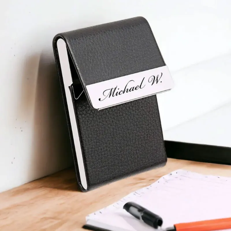 Personalized Engraved Custom Stainless Steel Leather Alloy Business Card Holder Luxury Aluminum Metal Business Card Case