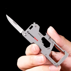 Caressolove Keychain Folding Knife Multitool Stainless Steel Keychain Pocket Knife Portable Multifunctional Tool Camping Gadgets