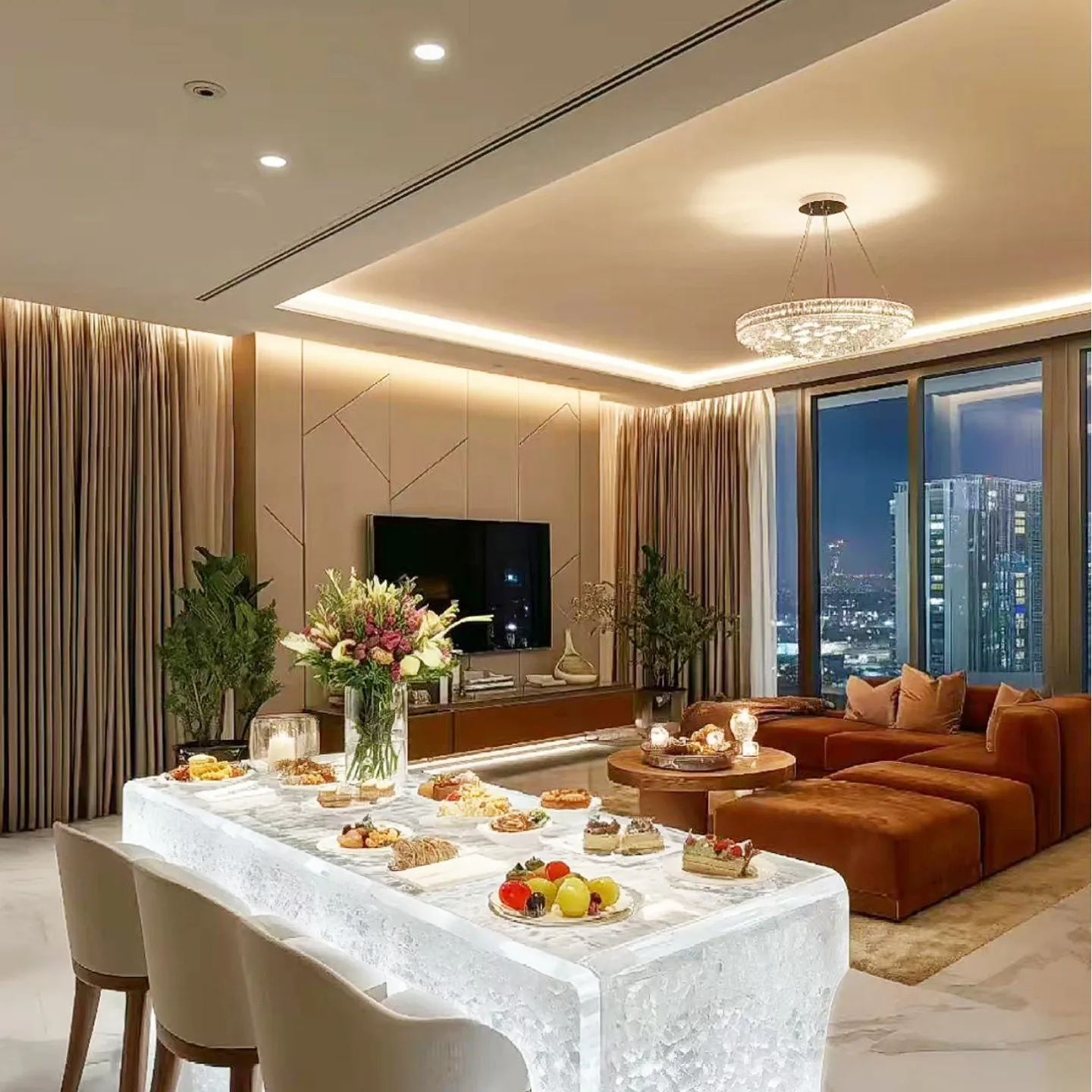Home use frosted main light without flicker with adjustable dimming for three colors, 24V LED light strip