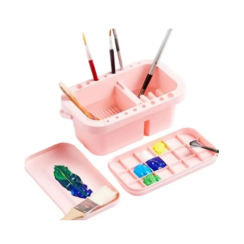 B03B-Artist Brush Water Rinse Cup With 16 Slots, Paint Brush Cleaner, Brush Basin Washer For Acrylic Watercolor Oil Holder