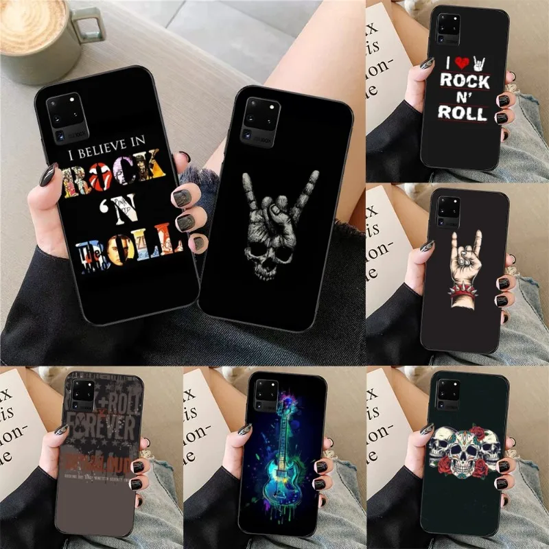 Rock n Roll Phone Case for Samsung Galaxy S23 S22 S21 S10 S9 S8 Plus Ultra Black Soft Phone Cover