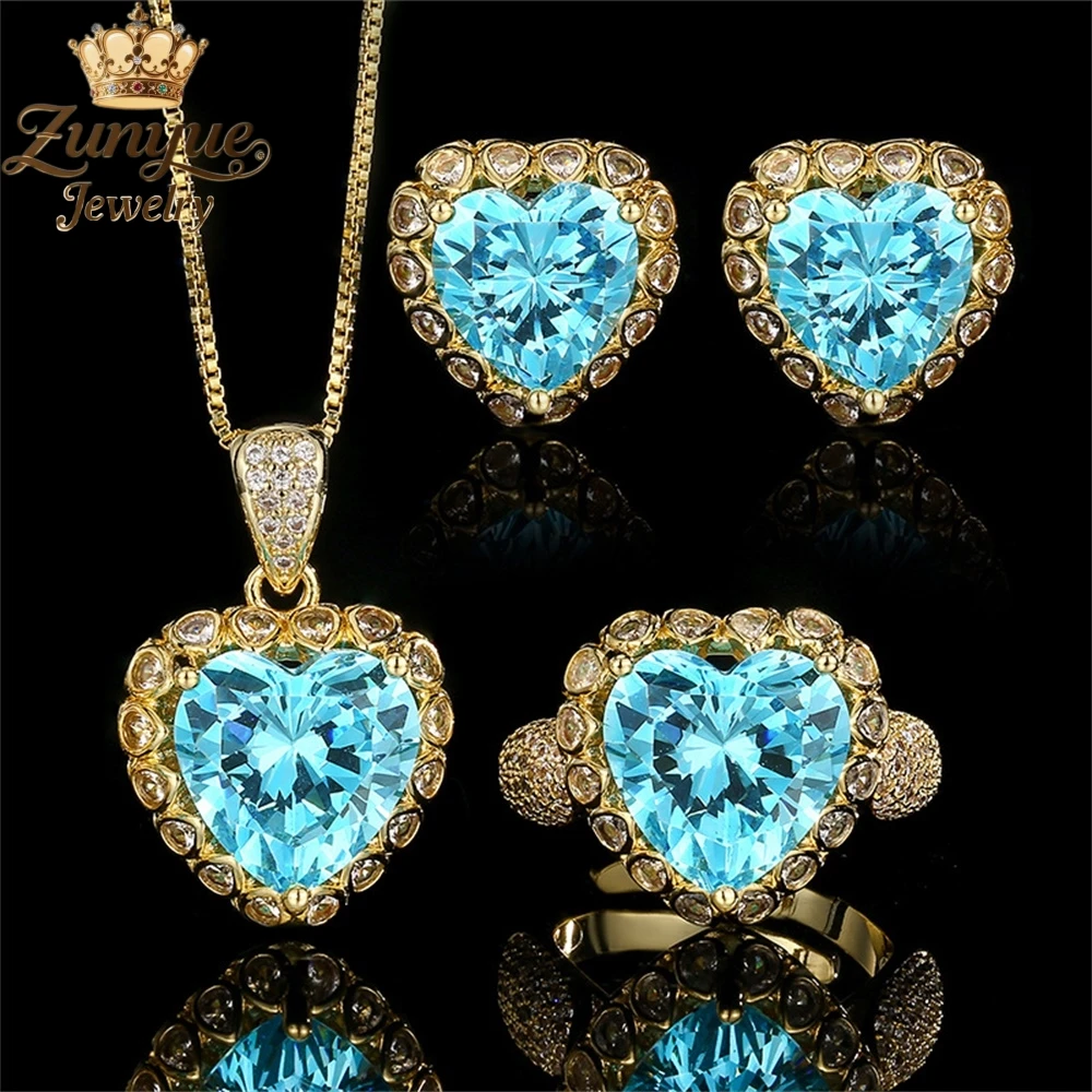 

Изысканное кольцо-подвеска из синего хрусталя в форме трехмерного сердца, инкрустированное стразами, класса люкс, модное ювелирное украшение