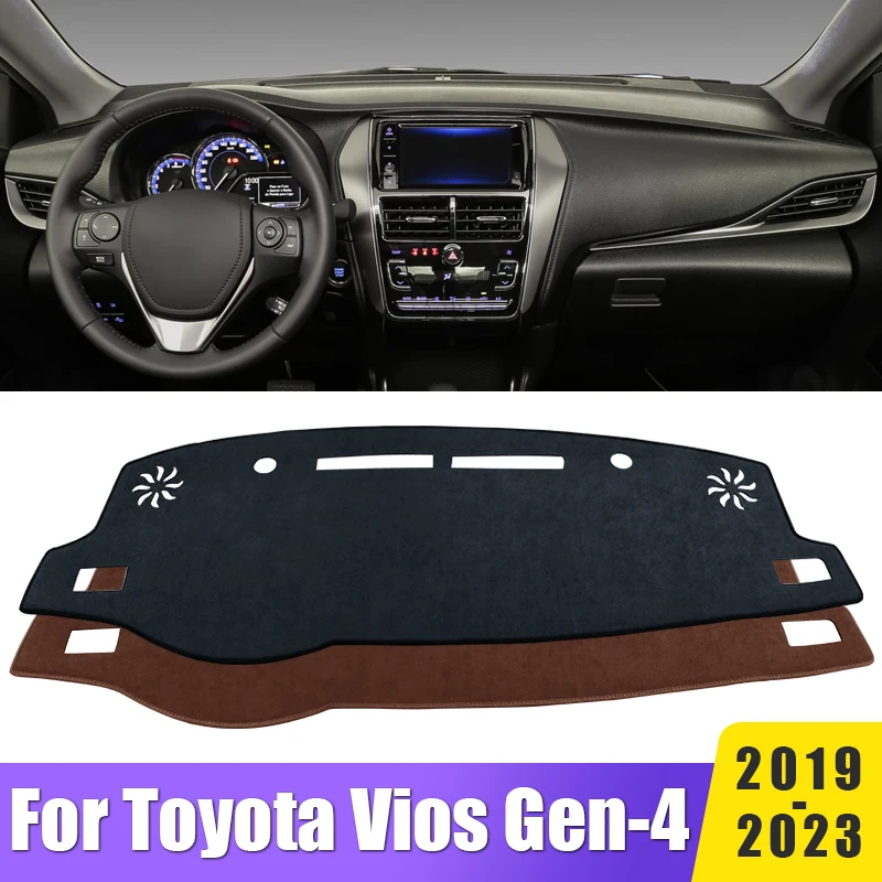 

Car Dashboard Cover Avoid Light Mat For Toyota Vios Gen-4 2019 2020 2021 2022 2023 Non-Slip Pads Instrument Carpet Accessories