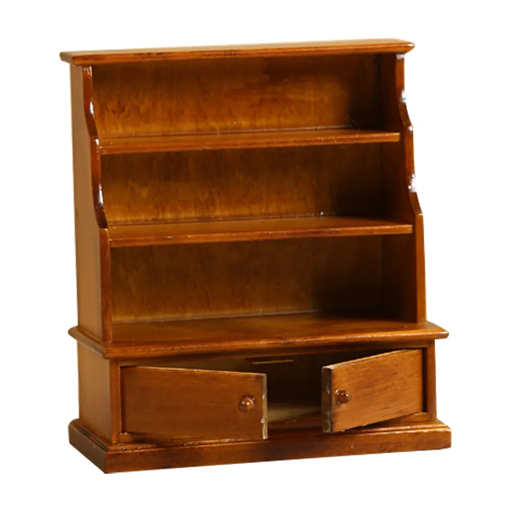 

Miniature Wooden Bookshelf Mini House Furniture Handcrafted Detail Realistic Grain Pattern for Dollhouse Miniature Room Decor