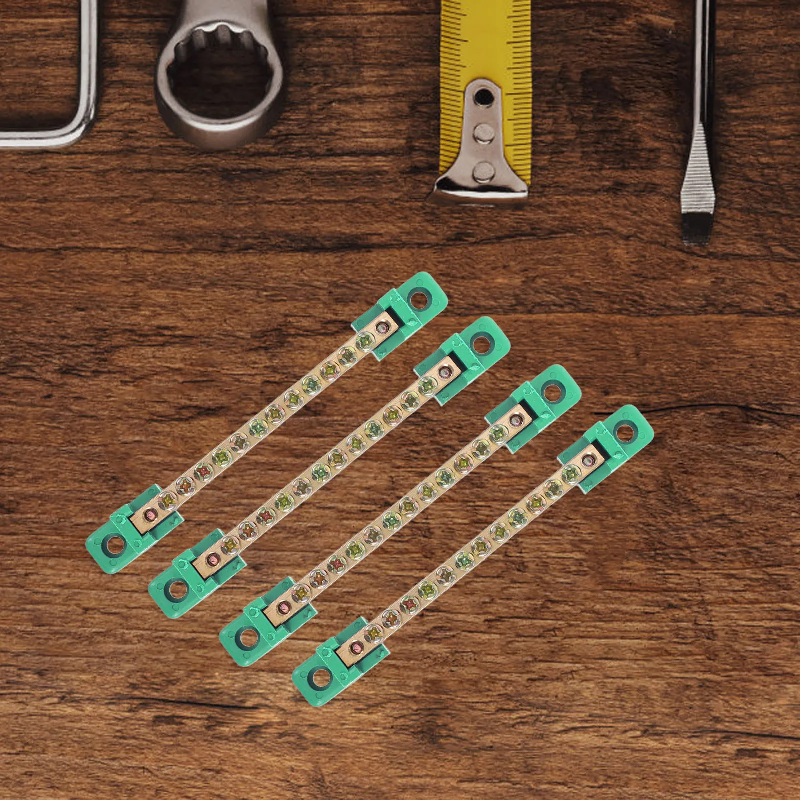 

4pcs Copper Terminal Block Ground Bus Bar Screw Wire Connector Electrical Panel Distribution Green High