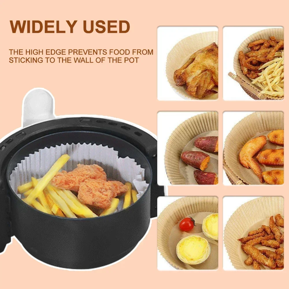 100-300PCS 20CM disposable air fryer with oil paper lining oil proof and waterproof paper tray, oven accessories, non stick pads