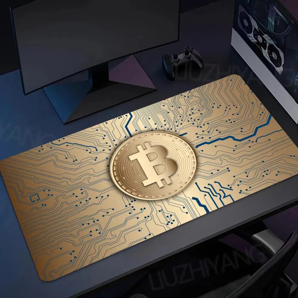 

Crypto Bitcoin Mouse Pad XXL Large Desktop Keyboard Table Pads Game Rubber Anti-slip Desk Mat Computer Accessories Long Mousepad